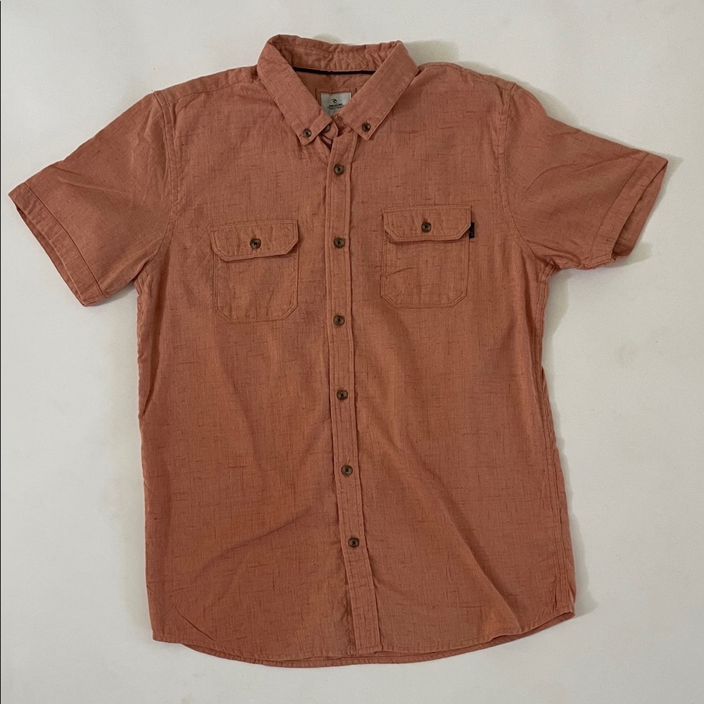 Men's Casual Short Sleeve Shirt - Rust